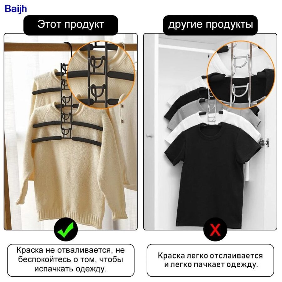5 in 1 Hangers Space Saving, Heavy Duty Non-Slip Hangers with Padded Foam, Closet Organizer Multipurpose Hanger Organizer - Image 6