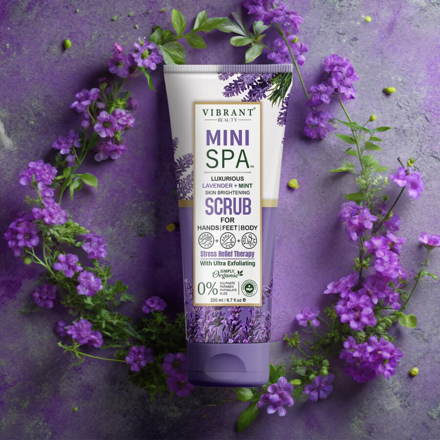 Vibrant Beauty Mini SPA Luxurious Lavender+Mint Skin Brightening Scrub With Ultra Exfoliating (200ml)