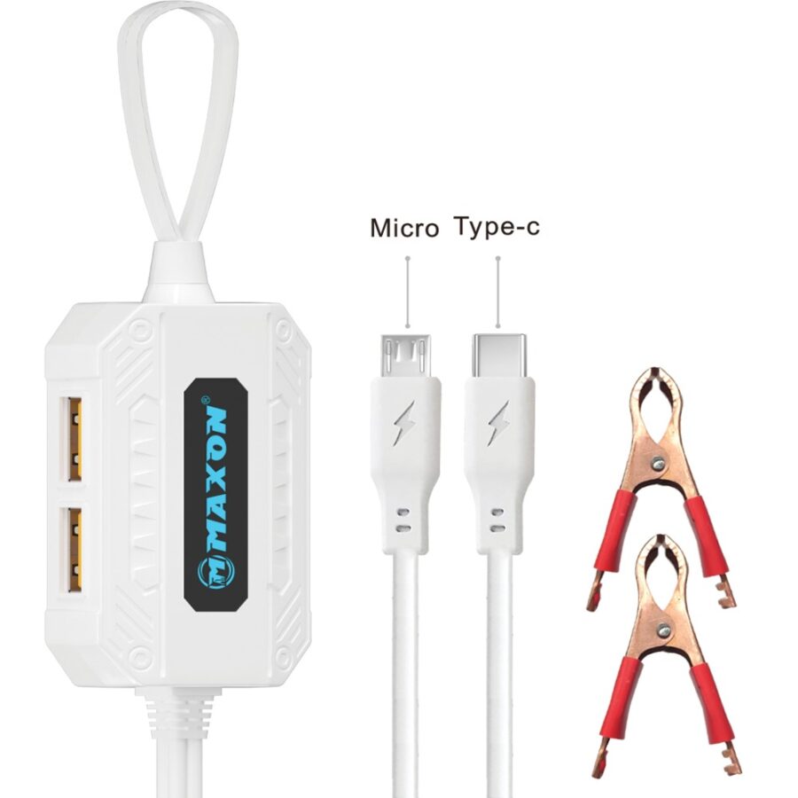 Maxon CL-222 2.4A Clip Charger 2 USB PORT,2.4A,Fast Clip Charger,Android,Type C