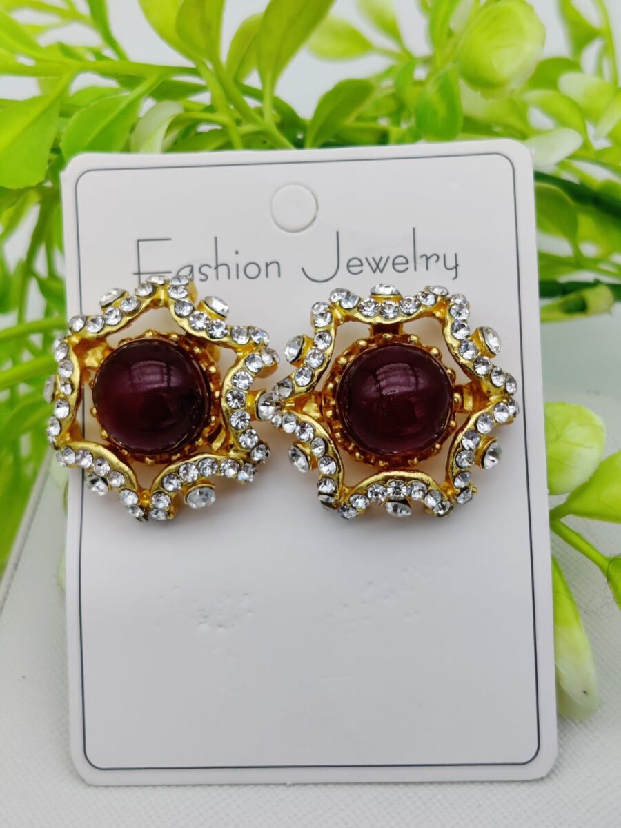 Imported Dual-Toned Radiant Stud Earrings – A Fusion of Elegance and Glam - Image 3