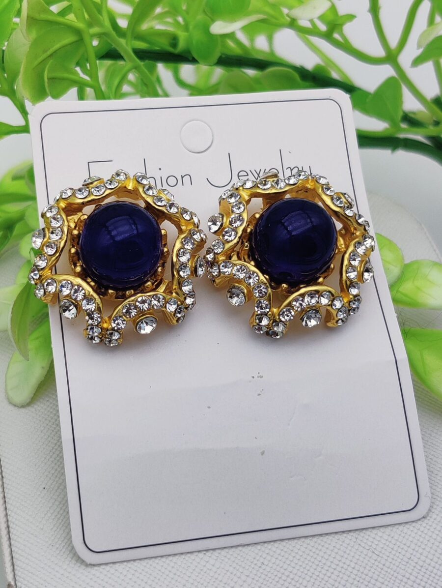 Imported Dual-Toned Radiant Stud Earrings – A Fusion of Elegance and Glam - Image 4