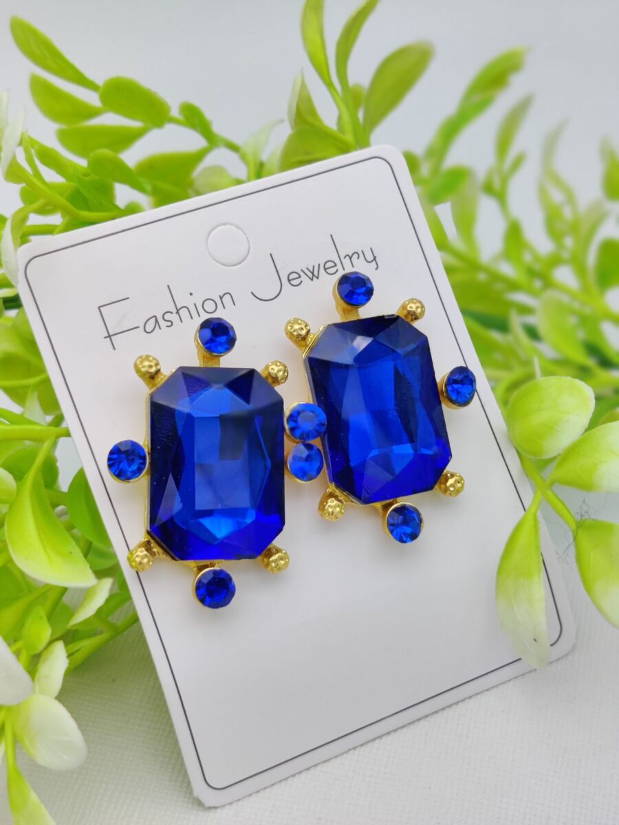 Imported Royal Blue Radiance Statement Earrings – Bold Elegance! - Image 2
