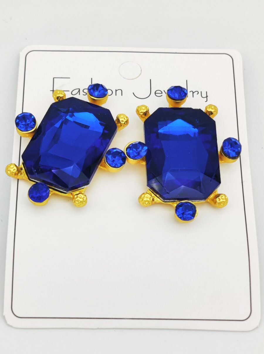 Imported Royal Blue Radiance Statement Earrings – Bold Elegance! - Image 3