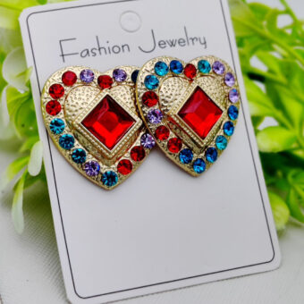 Imported Vibrant Multicolor Heart Stud Earrings – Dazzling Statement Jewelry for Every Occasion