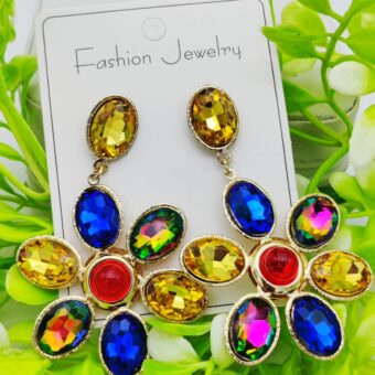 Imported Dazzling Multicolored Floral Statement Earrings – A Celebration of Elegance and Vibrance