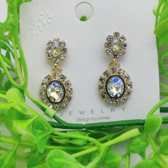 Imported Elegant Crystal-Embedded Dangling Earrings – Radiant Statement Jewelry