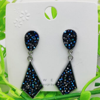 Imported Radiant Black Crystal Drop Earrings – Dazzling Elegance for Every Occasion