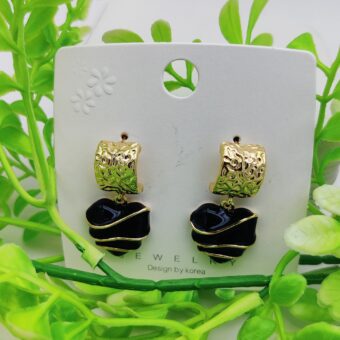 Imported Sophisticated Sculpted Heart Earrings - Gold Accents | Artificial Earrings For Girls & Women