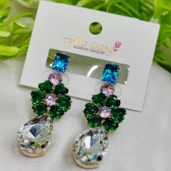 Imported Exquisite Gemstone Drop Earrings – Dazzle in Multicolor Elegance | Best Quality Artificial Earrings For Girls & Women | Jewelry For Girls & Women