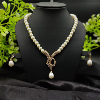 Imported Exquisite Pearl Necklace Set with Radiant Pendant & Earrings | Girls & Women Fashion