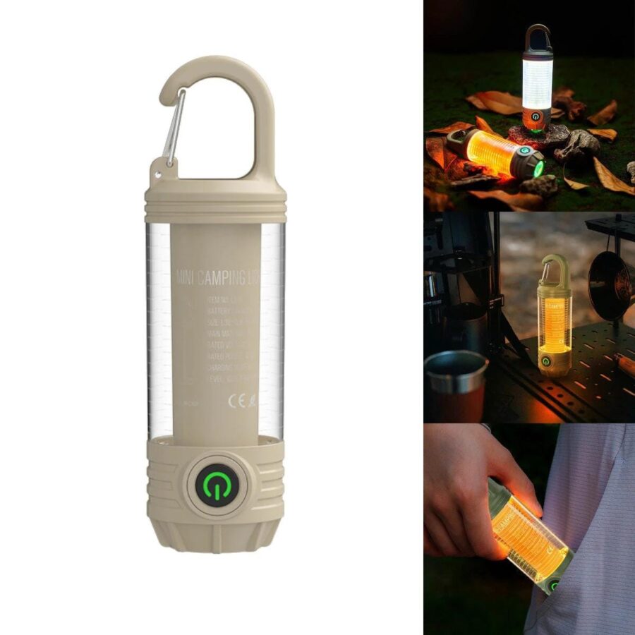 Rechargeable LED Mini Camping Flashlight, Portable Outdoor Light with Hook, White Warm Light and Red Light, - Image 3
