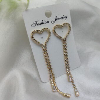 Imported Radiant Heart-Shaped Dangle Earrings with Crystal Detailing | Best Quality Artificial Earrings For Girls & Women