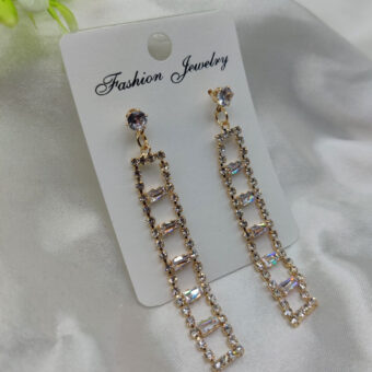 Imported Elegant Geometric Rhinestone Drop Earrings | Best Quality Earrings For Girls & Women
