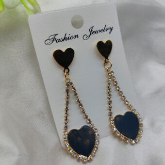 Imported Charming Heart Pendant Earrings with Glittering Crystal Trim | Earrings | Artificial Earrings
