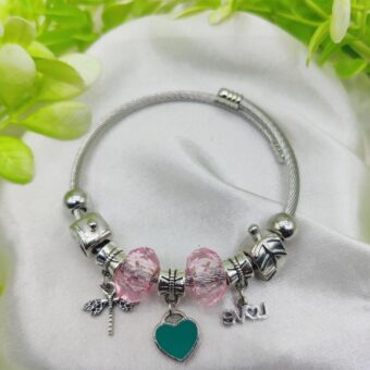 1 Piece Imported Elegant Pandora Bracelet with Heart & Love Charms 💖✨ | Best Quality Bracelet For Girls & Women | Girls & Women Jewellery
