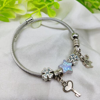 1 Piece Imported Elegant Pandora-Style Charm Bracelet - Starry Opalescent Design | Best Quality Artificial Bracelet For Girls & Women
