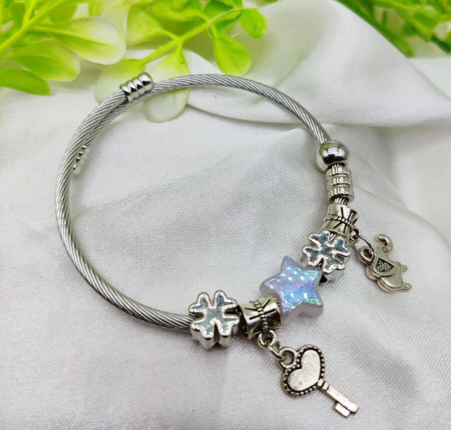 1 Piece Imported Elegant Pandora-Style Charm Bracelet - Starry Opalescent Design | Best Quality Artificial Bracelet For Girls & Women