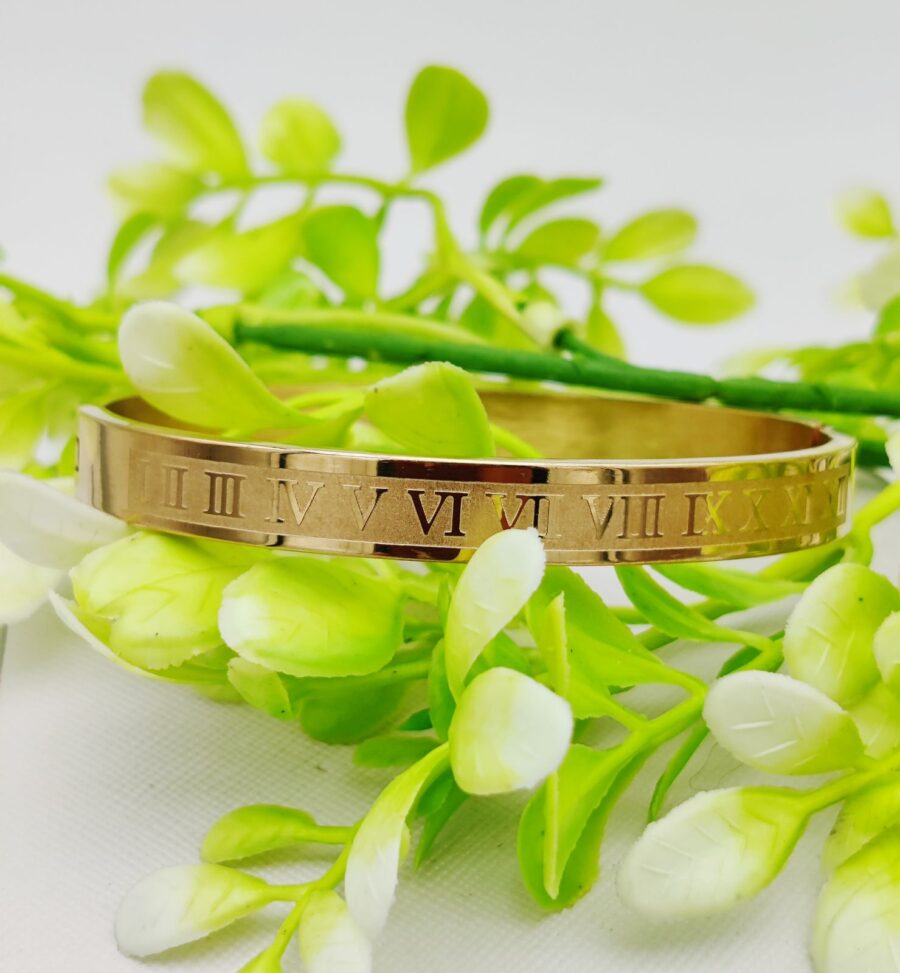 Adjustable Imported Cartier Roman Numeral Gold Bracelet | Best Quality Artificial Bracelet For Girls & Women | Bracelet For Every Occasion | Elegant Design ✨ - Image 2