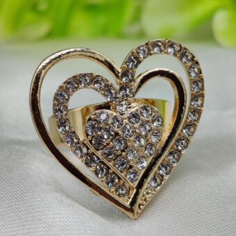 1 Piece Imported Radiant Double Heart Crystal Ring – A Love That Shines 💎❤️ | Best Quality Adjustable Ring | Ring For Girls & Women