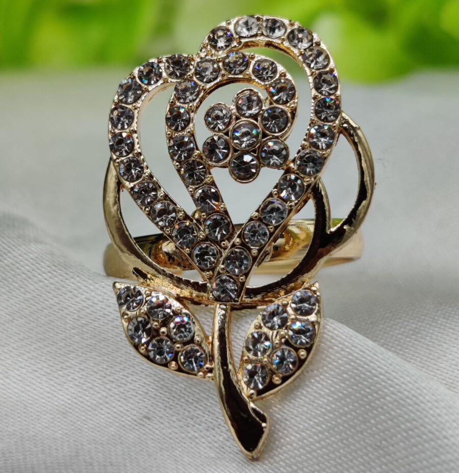 1 Piece Imported Sparkling Floral Elegance Adjustable Ring | Elegant Design Adjustable Ring For Girls & Women - Image 2