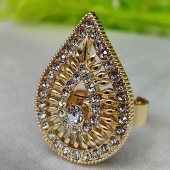 1 Piece Import Radiant Teardrop Crystal Embellished Ring | Best Quality Adjustable Ring For Girls & Women | Ring For Every Occasion