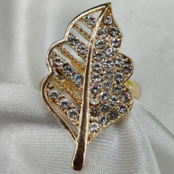 1 Piece Imported Elegant Crystal-Studded Leaf Ring | Best Quality Ring For Girls & Women | Adjustable Ring | Elegant Design Ring For Every Occasion 