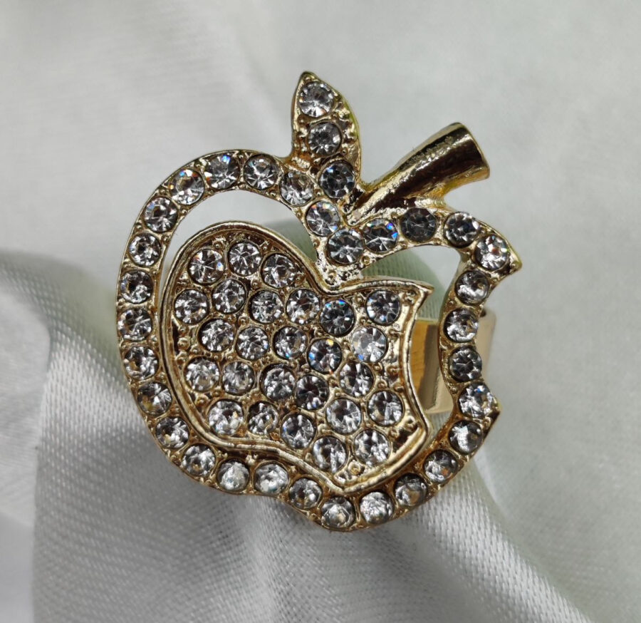 1 Piece Imported Glittering Crystal Apple Ring – Elegance Redefined ✨ | Luxurious Design Ring | Adjustable Ring | Ring For Girls & Women