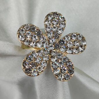 1 Piece Imported Sparkling Floral Crystal Ring – Radiant Elegance in Every Petal! | Luxurious Design Ring | Adjustable Ring | Ring For Girls & Women