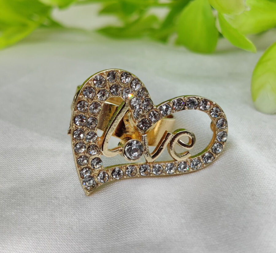 1 Piece Imported Radiant Love Heart Crystal Ring - Shimmer with Elegance | Luxurious Design Ring | Adjustable Ring | Ring For Girls & Women