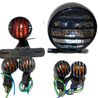 Pack of 3 Cafe racer kit Item's Headlight & backlight, 4 pieces indicator's for 70 and 125cc bikes