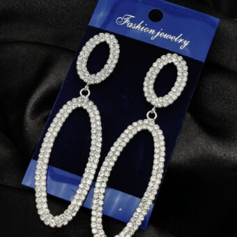 Imported Tarnish-Free Silver Sparkling Long Statement Earrings for Glamorous Evenings | Best Quality Earrings For Girls & Women | Luxury Look Earrings (Silver)