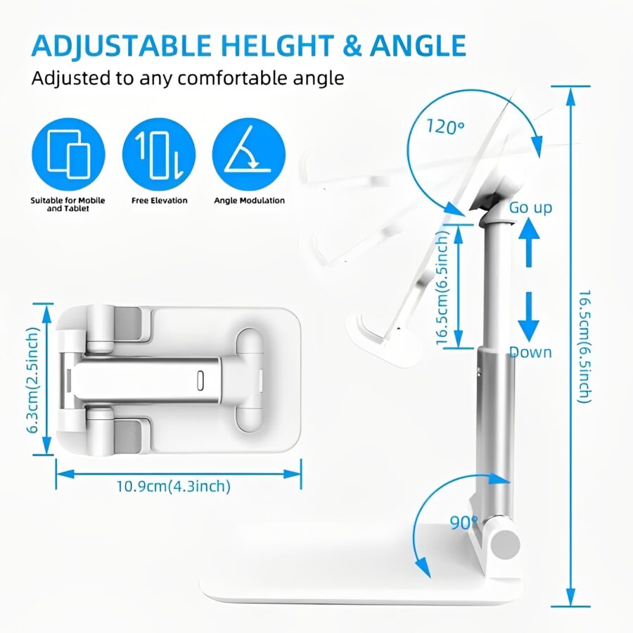 Foldable & Adjustable Mobile Phone and Tablet Stand | Flexible Desktop Mount & Lazy Bracket Support for All Devices (Random Color) - Image 8