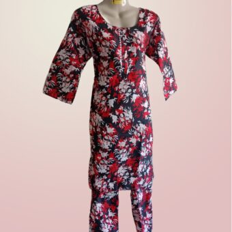 Women's Floral Printed Two-Piece Stitched Suit – Kurta and Pajama Set | Comfortable & Stylish Casual Wear