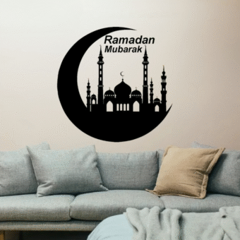 Ramzan Mubarak Islamic Calligraphy 3D Wooden Wall Decorative Gift Stylish Design Office Living Room I Decorating Items