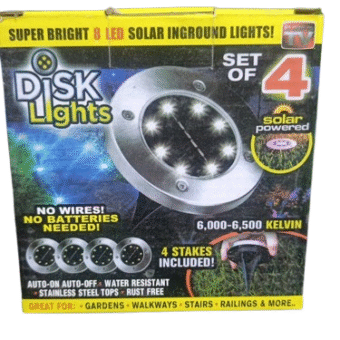 Disk Lights 8 LED Version Solar Powered Auto on off Outdoor Lighting