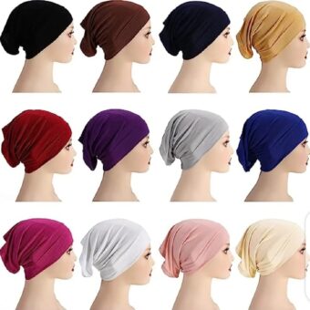 Hijab tub cap Pack of 12 colors set Febric jarsi coton