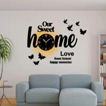 Our Sweet Home 3D Wooden Wall Clock with light