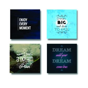 Set Of 4 Motivational Sticky Canvas Frames For Wall Decore / Sticky Phototiles