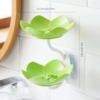 Multicolor Lotus Flower Soap Holder, Double Layer Wall-Mounted, No-Drill with Drainage, Quick-Dry Plastic Bathroom Organizer for Soap Storage, Soap Holder for Bathroom ( Random Color ) - 01 Stand - Image 9