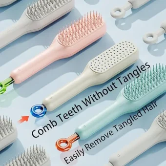 Magic Retractable Comb Self Cleaning Hair Brush Massage Anti-static Hair Smoothing Comb, Suitable for All Hair Types, Unisex (Random Color) - Image 3