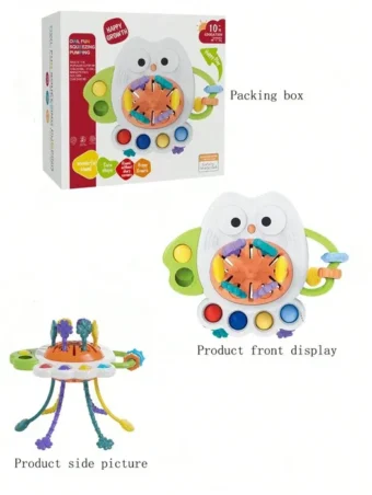 Owl-Themed Fun Squeezing and Pumping Toy – Colorful Sensory Play Toy for Kids with Soft Texture, Hand Grip Exercise, and Stress Relief