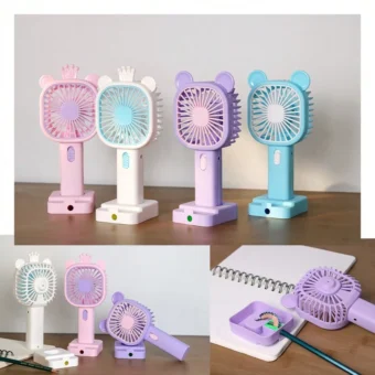 Fan with Sharpener | Mini Handheld Fan, Portable USB Fan for Home, Office, Bedroom, Rechargeable Fan with Pencil Sharpener - Random Design & Color - Image 9