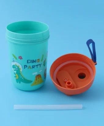 Dino Party Water Bottle for Kids – Cute Dinosaur-Themed Leak-Proof Drink Bottle with Straw Lid | BPA-Free, Durable & Reusable Water Bottle for School, Travel, and Birthday Party Favors - Random Color - Image 4