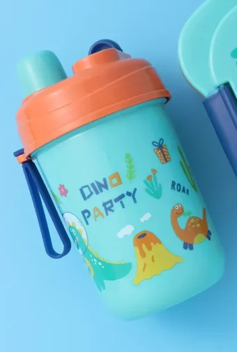 Dino Party Water Bottle for Kids – Cute Dinosaur-Themed Leak-Proof Drink Bottle with Straw Lid | BPA-Free, Durable & Reusable Water Bottle for School, Travel, and Birthday Party Favors - Random Color