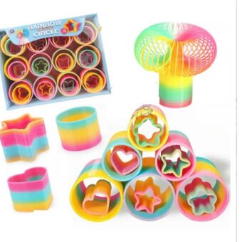 3 In 1 Rainbow Vibrant Circle Spring Set - Rainbow Ring Toy For Kids (36 Pcs) | Babies Toys 