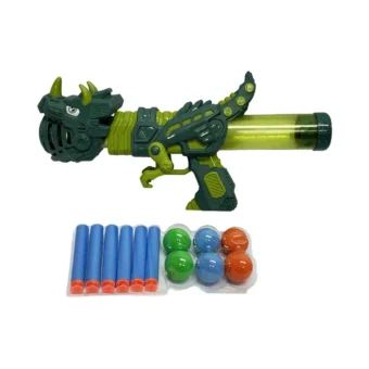 Dino Air Gun - 2-in-1 Blaster with Soft Darts & EVA Balls - Dinosaur Toy for Kids - Image 2