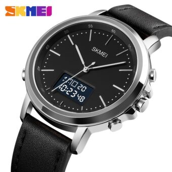 SKMEI Men's Fashion Digital Watch Analog Leather Multifunctional Waterproof Men's Watch 1652 | Skemi Men Digital Analog Watch - Without Box - Image 4