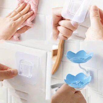 Multicolor Lotus Flower Soap Holder, Double Layer Wall-Mounted, No-Drill with Drainage, Quick-Dry Plastic Bathroom Organizer for Soap Storage, Soap Holder for Bathroom ( Random Color ) - 01 Stand - Image 8