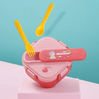 3 Grids Unicorn Lunch Box For Children Students Sandwich Fruit Food Storage Container Cartoon Kids Bento Box For School Camping - Random Color - Image 6