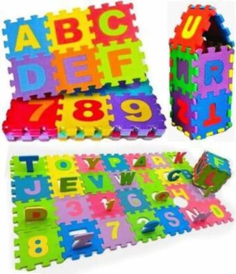 6.5mm Puzzle 36 PCS Medium ABC-123 | Interlocking Play Tile | Alphabets Foam Puzzle Mat for Childrens (Random color)